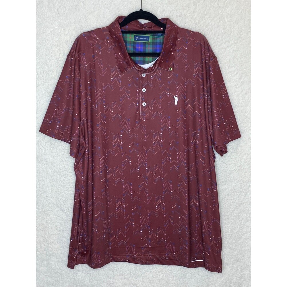 William Murray Performance Polo Shirt Men‎ 2XL Maroon Golf Club All Over Print